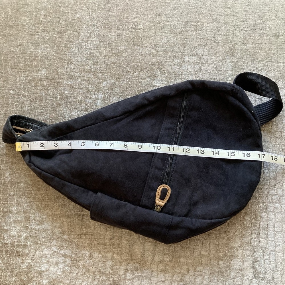 Vtg LL Bean AmeriBag Healthy Back Sling Backpack Black Microsuede 17" x 12" - Picture 11 of 14